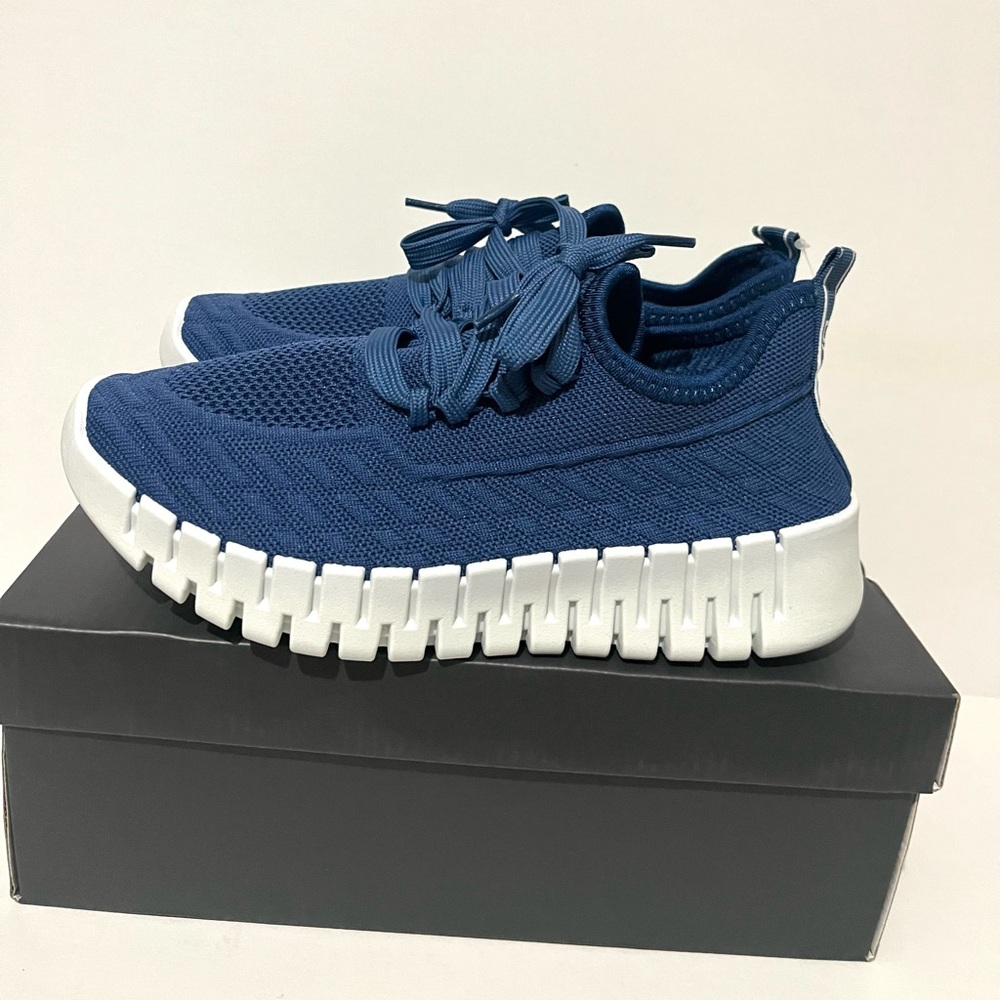 Danskin Blue Baton Lace up  Sneakers with White Soles
